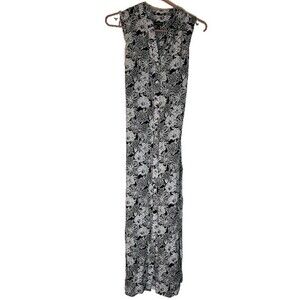 Talbots Dress 4 Navy Blue White Floral Maxi Sleeveless Ties Cottagecore Bohochic